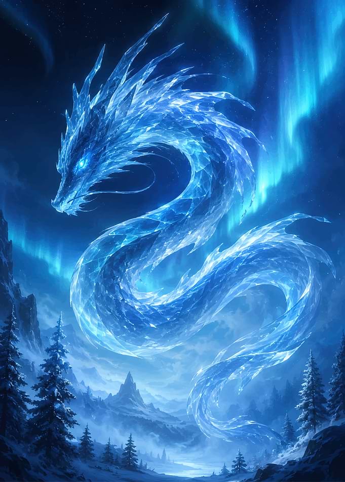 Ice Dragon Aurora Fantasy
