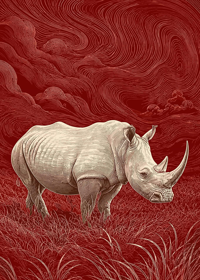 Rhinoceros in a Red Landscape