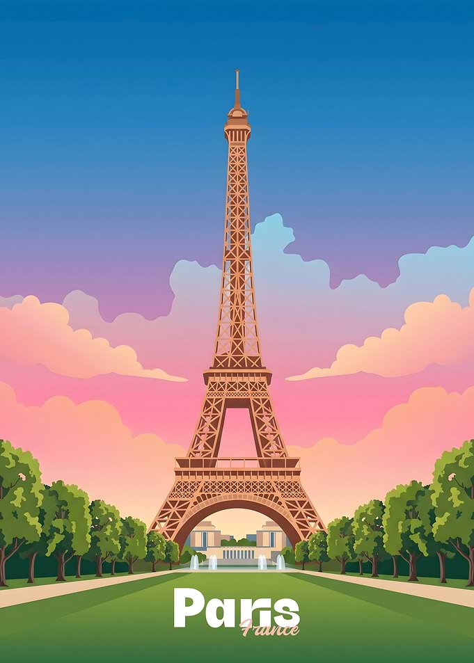 Paris, France at Sunset