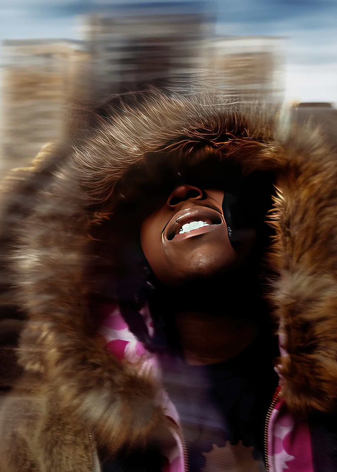 don toliver in Fur Hood with Blurred Background