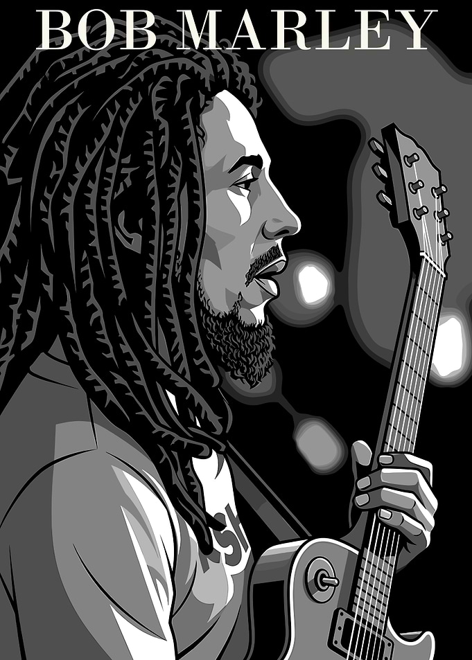 Bob Marley Playing Guitar