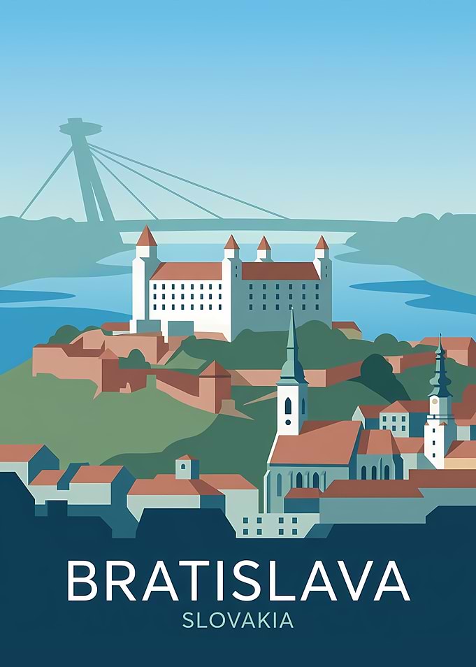Bratislava Cityscape with Castle and Bridge