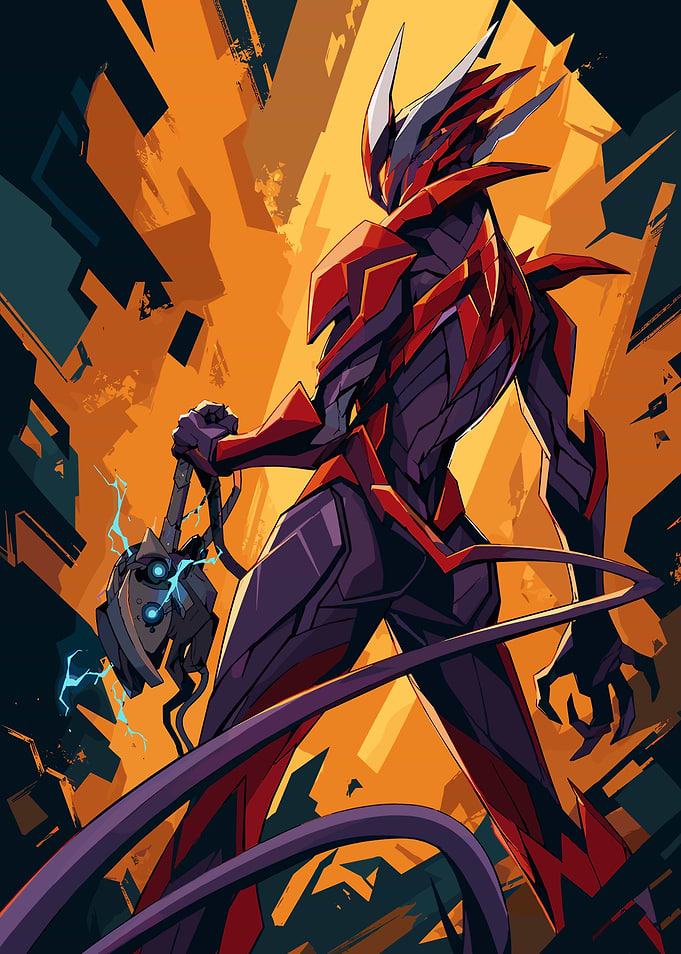 Warframe Mecha Warrior with Energy Weapon