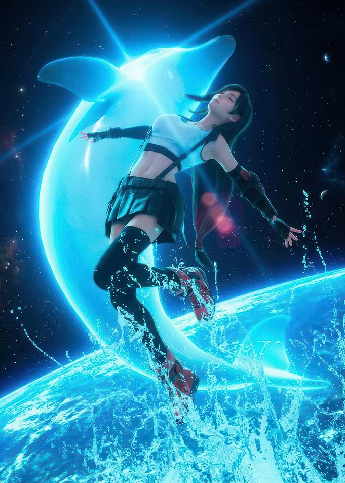 Tifa and Dolphin in Space