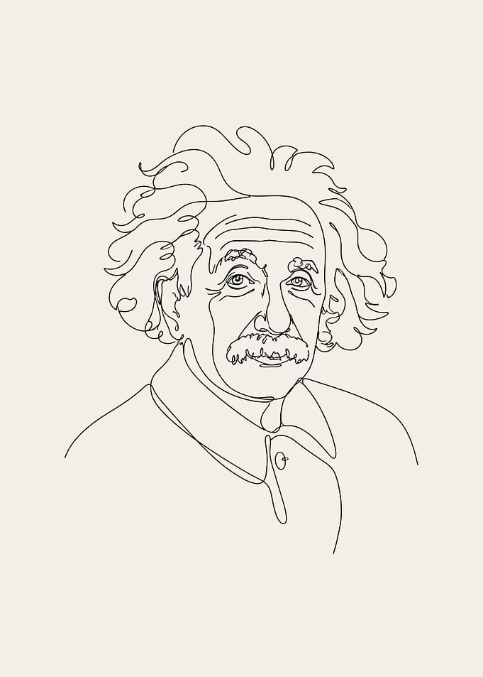 Albert Einstein Line Art Portrait