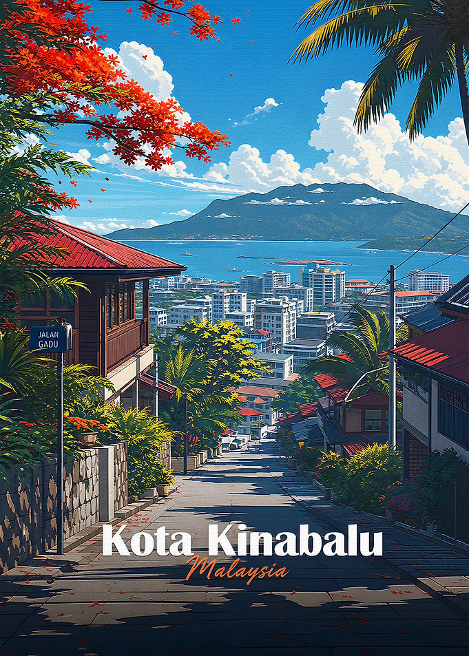 Kota Kinabalu Cityscape with Tropical Scenery