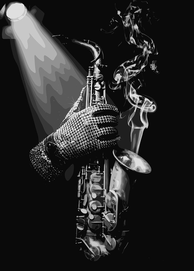Glamorous Saxophone with Smoke and Spotlight