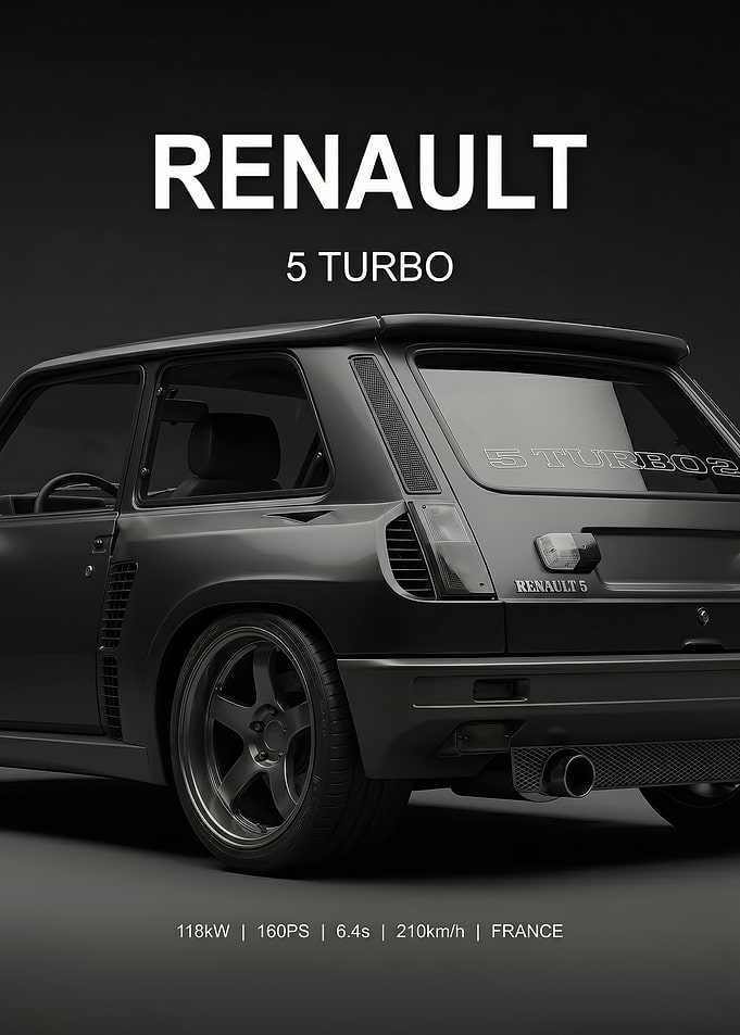 close up Renault 5 Turbo rally Matte Black