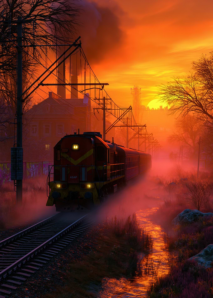 Train at Sunset