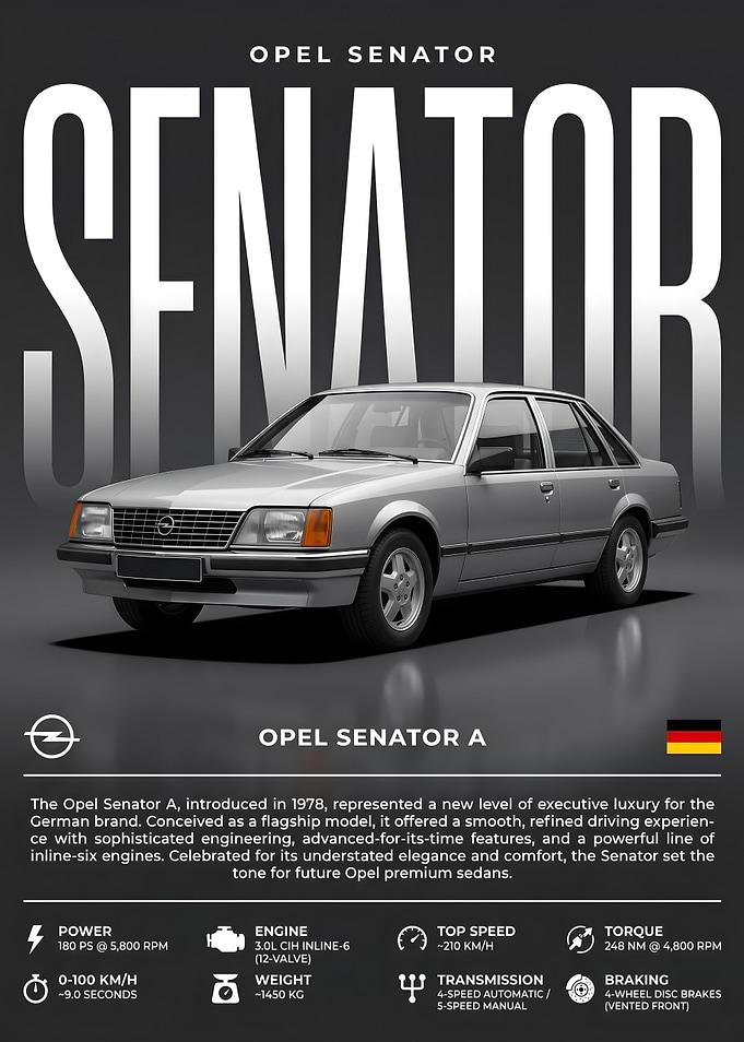 Opel Senator A Car Poster