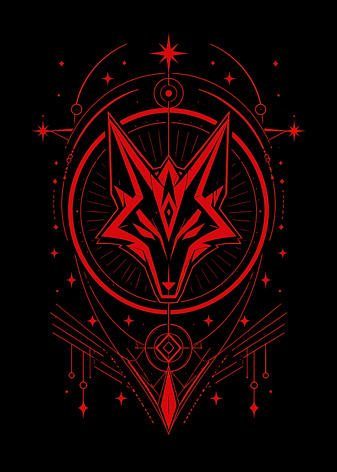 Red Rising Geometric Fox Head Design