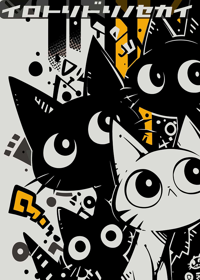 Cute Cats with Japanese Text