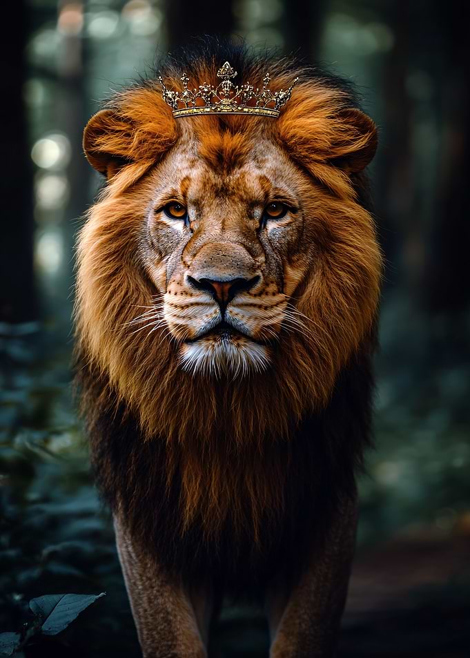 Lion King with Crown in Forest