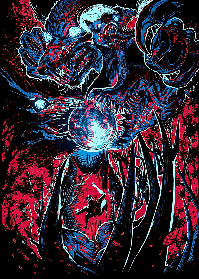 Werewolf Attack in a Dark Forest