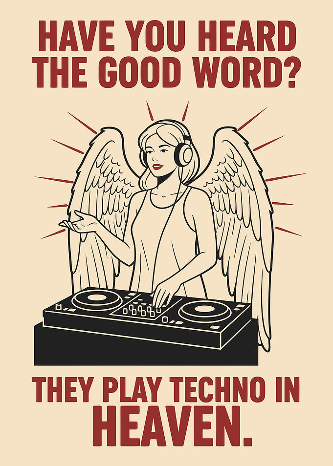 Angel DJ Playing Techno in Heaven