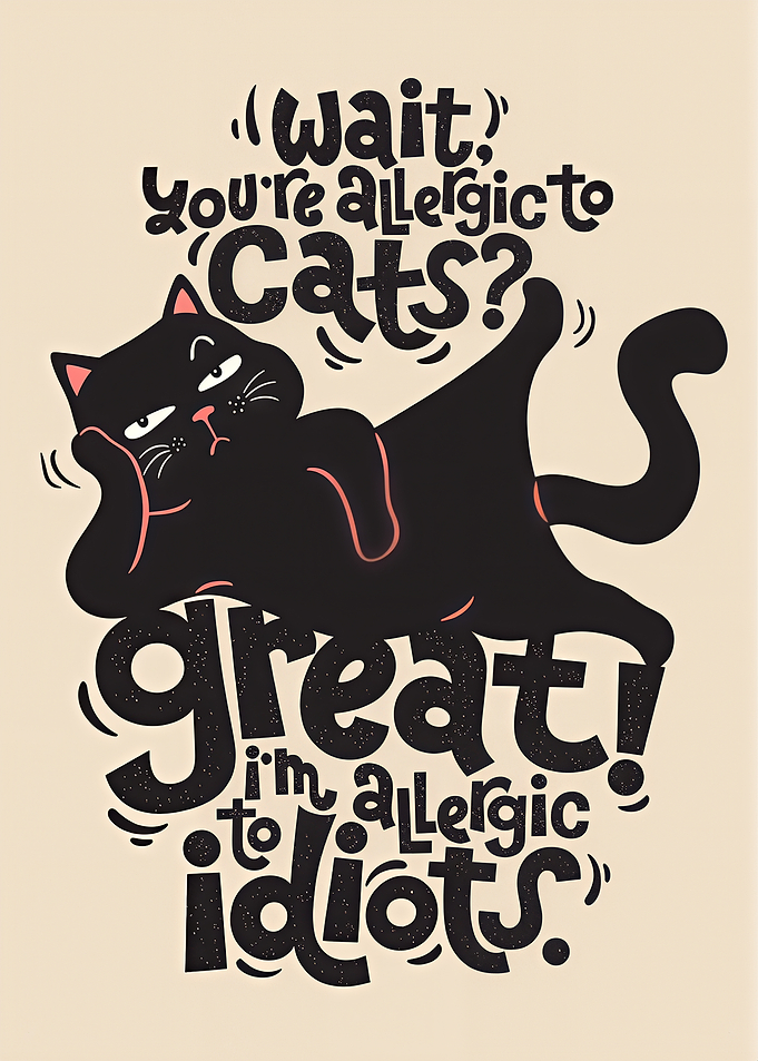 Funny Cat Allergic to Idiots