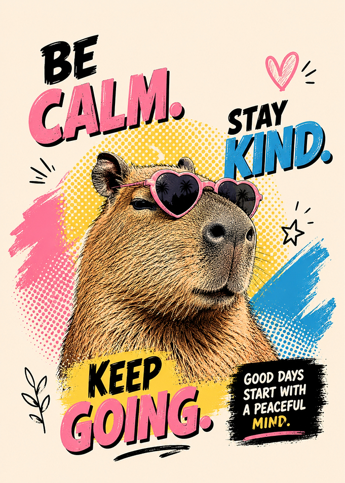 Capybara with Sunglasses and Inspirational Quotes