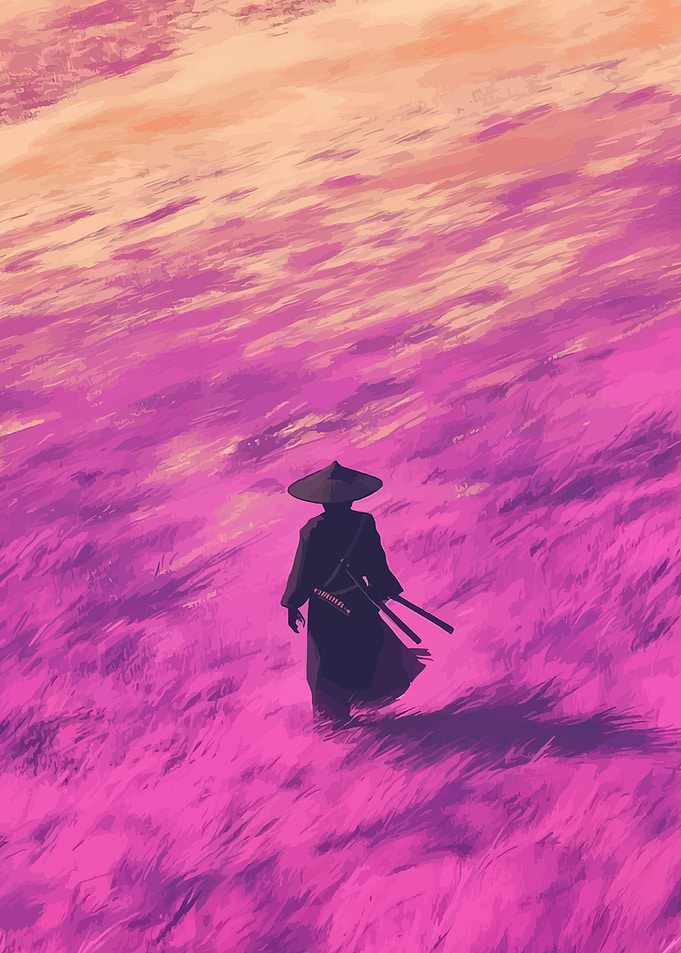 Samurai in a Pink Field