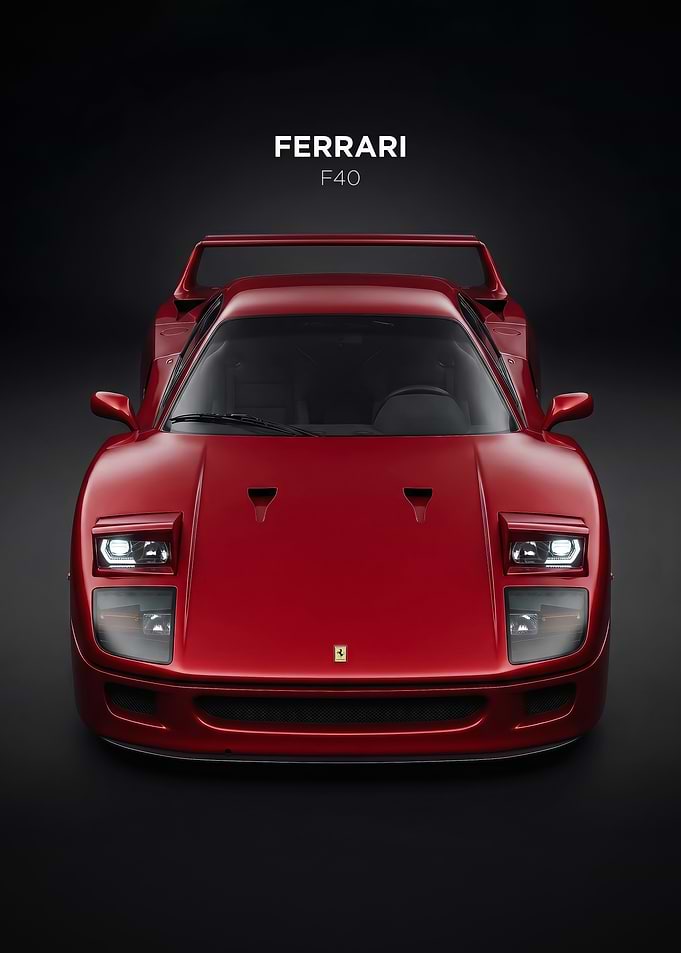 sleek red F40 car Front View poster