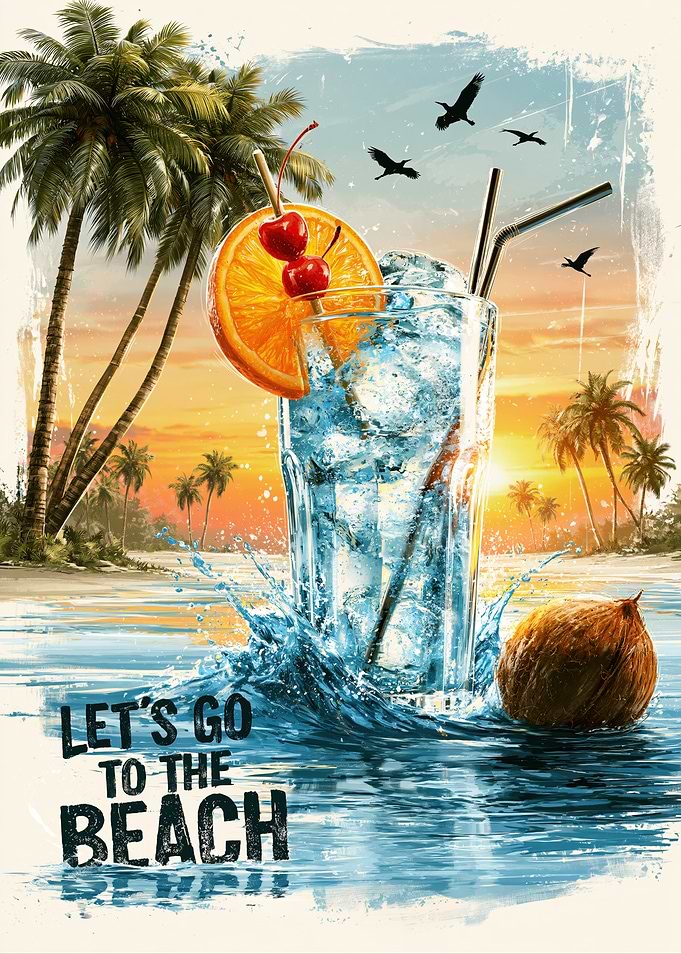 Tropical Beach Cocktail Sunset