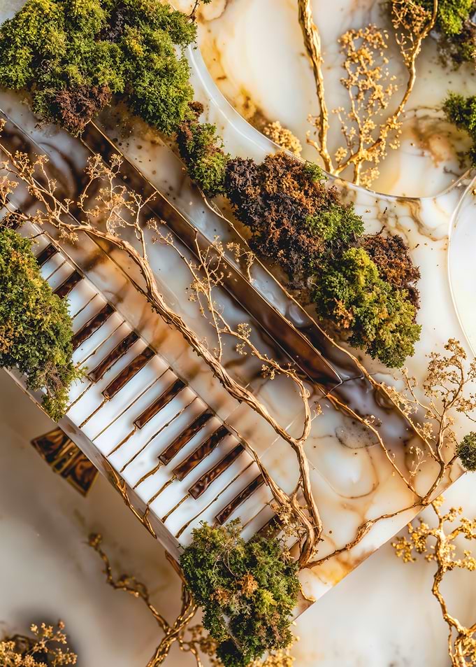 Marble Piano covered with Moss
