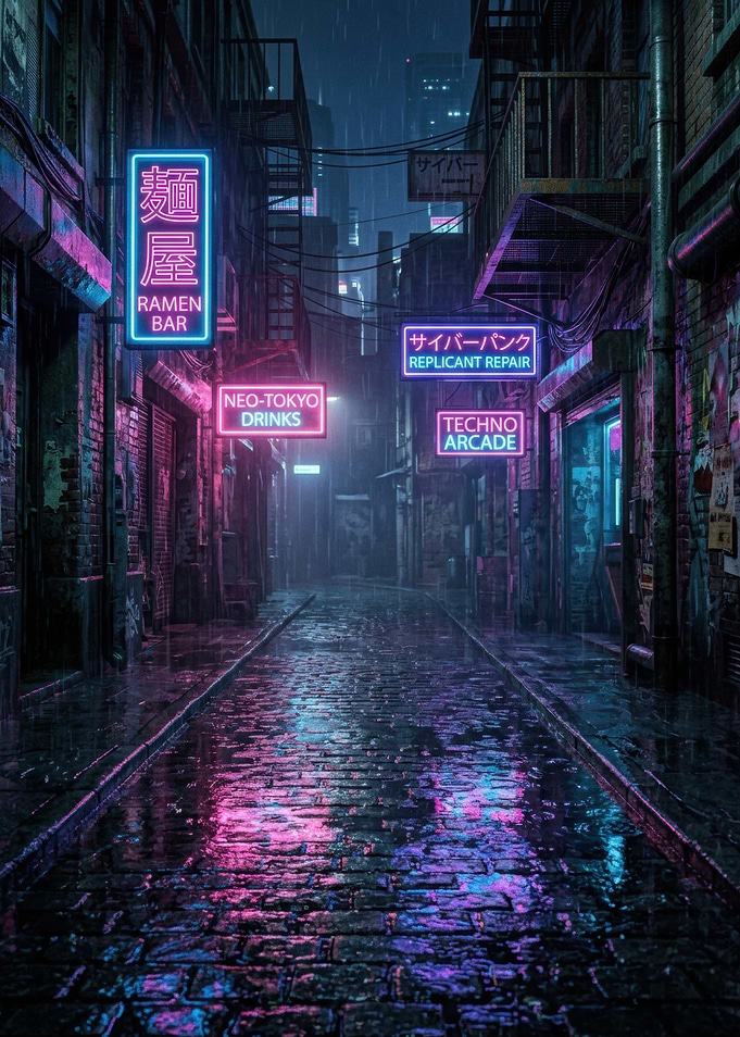 Cyberpunk Alley at Night