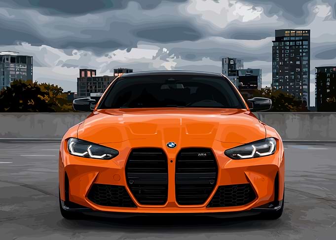 Orange BMW M4 Front View