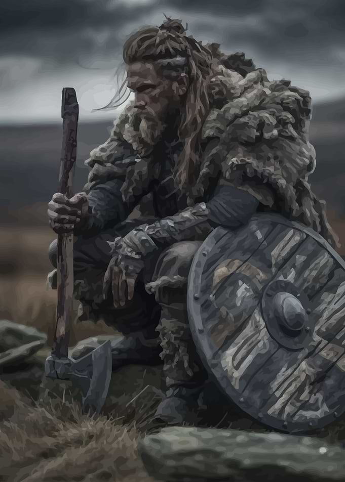 Viking Warrior with Axe and Shield