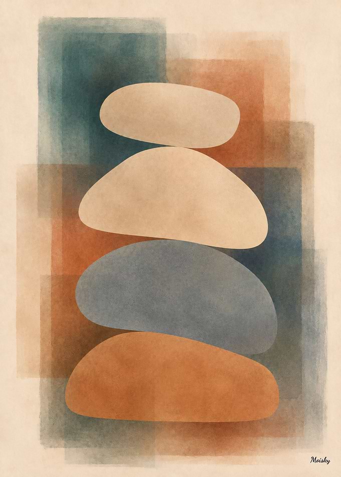 Wabi-Sabi Stone Field No. 25 – Stillness Abstract Wall Art