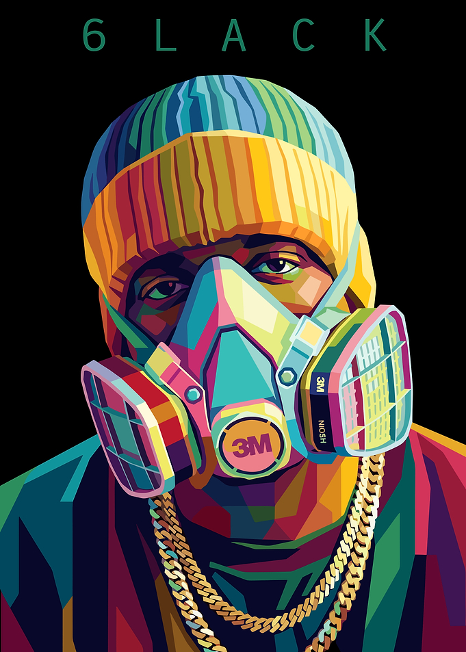 6lack WPAP Portrait with Gas Mask