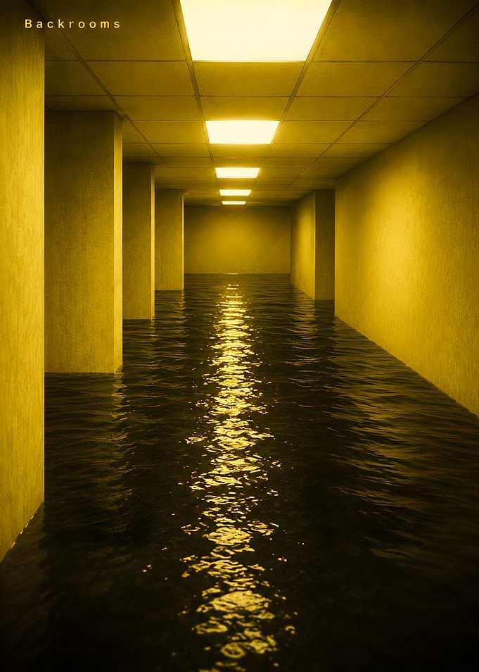Flooded Backrooms Hallway