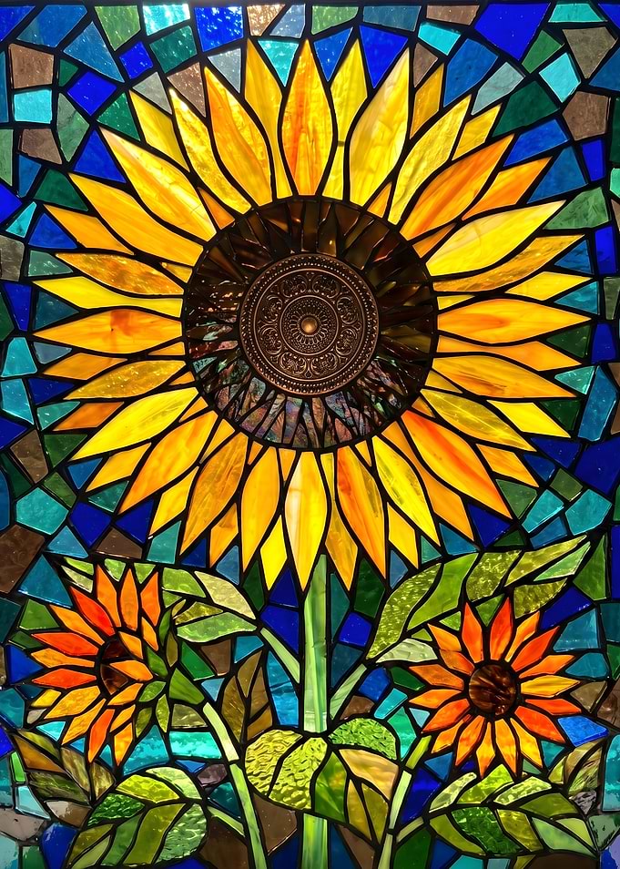 Stained Glass Sunflowers