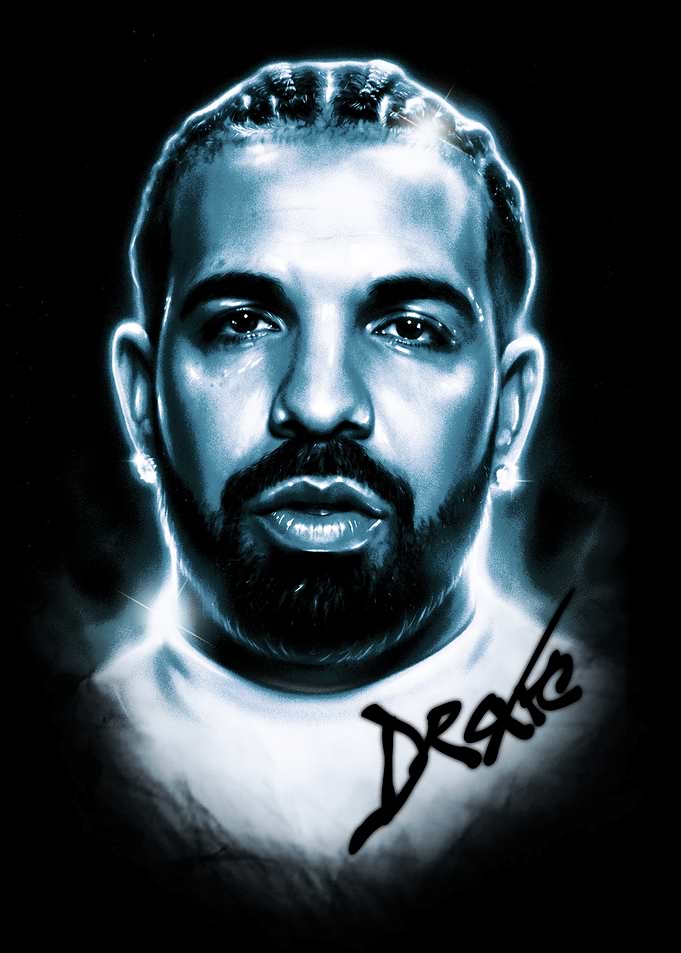 Drake Portrait with Blue Glow