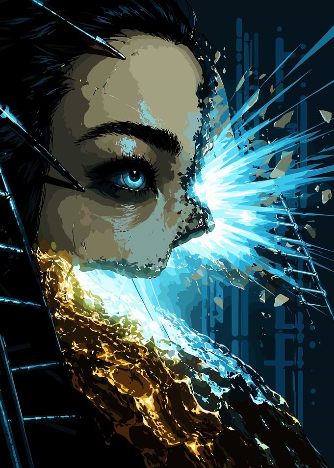 Control Resonant Cyberpunk Woman Exploding
