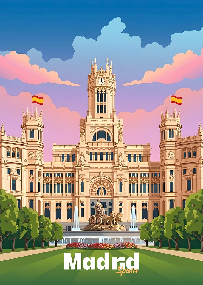 Madrid, Spain at Sunset