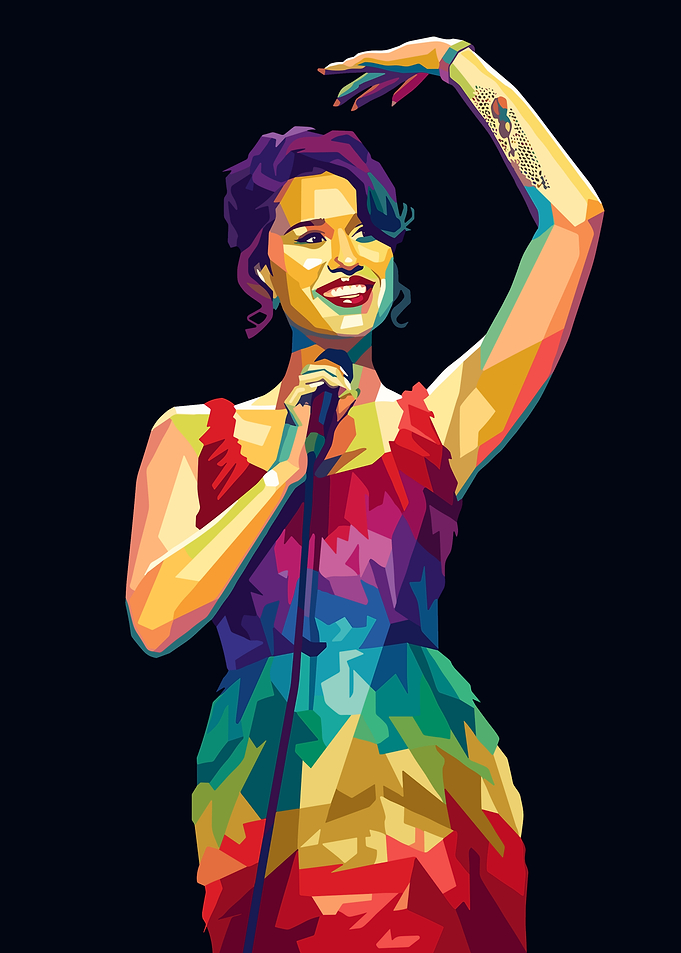 Colorful Raye Pop Art with Microphone