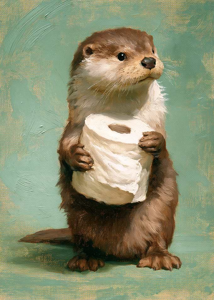 Otter Holding Toilet Paper