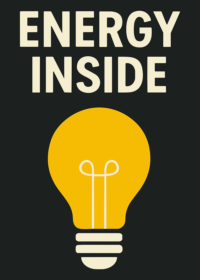 Energy Inside Light Bulb Poster Minimalist Motivational Wall Art