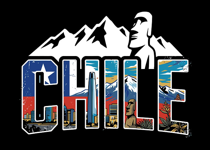 Chile Text Art with Landmarks
