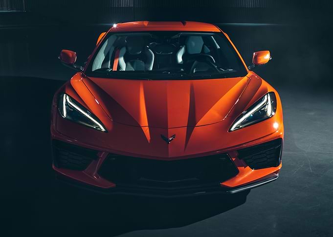 Orange Chevrolet Corvette C8 Front View