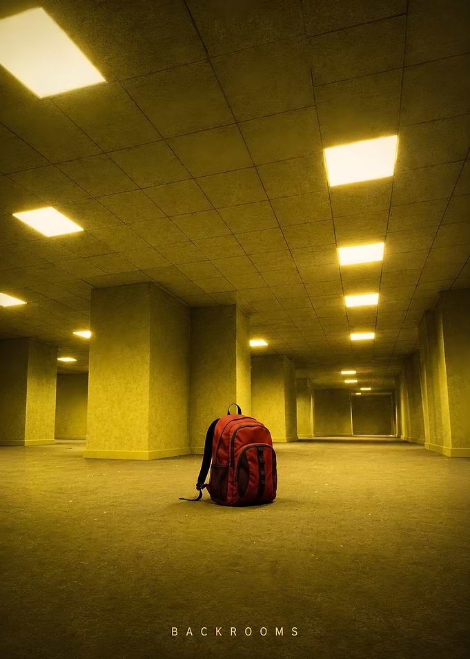 Backrooms with Red Backpack