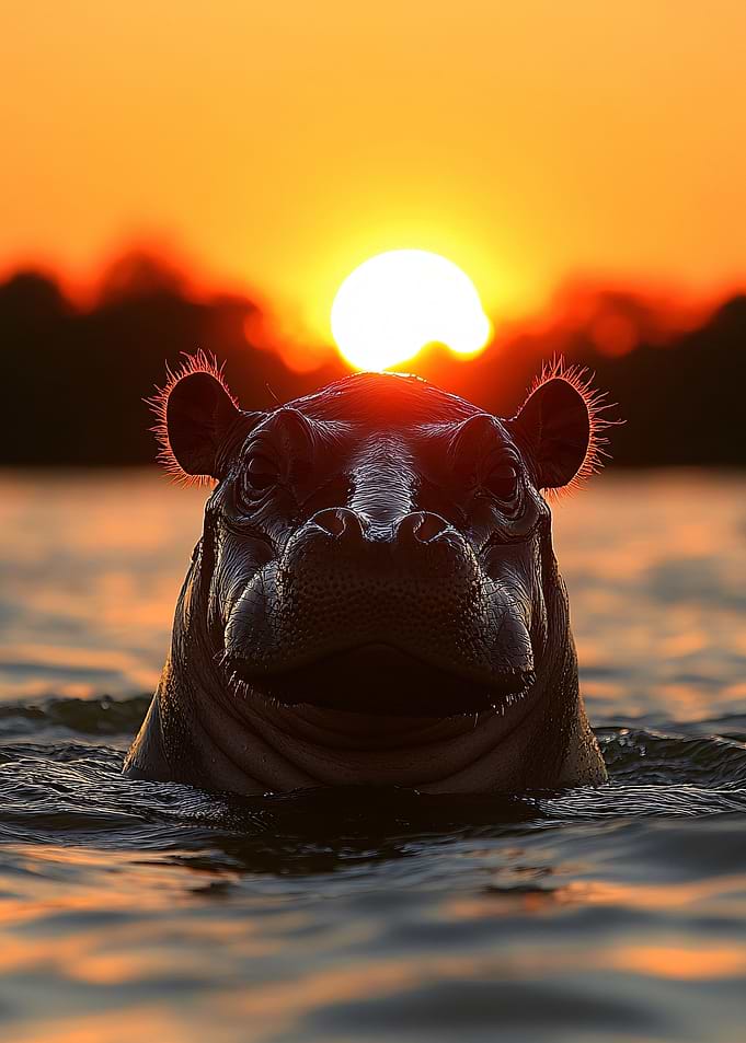 Hippopotamus at Sunset
