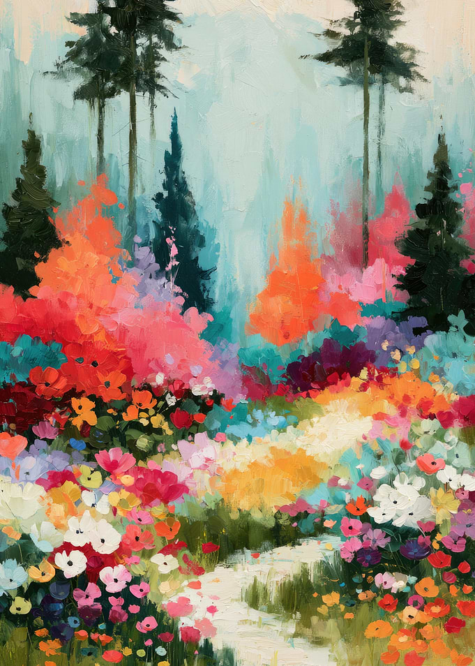 Vibrant Forest Path Painting