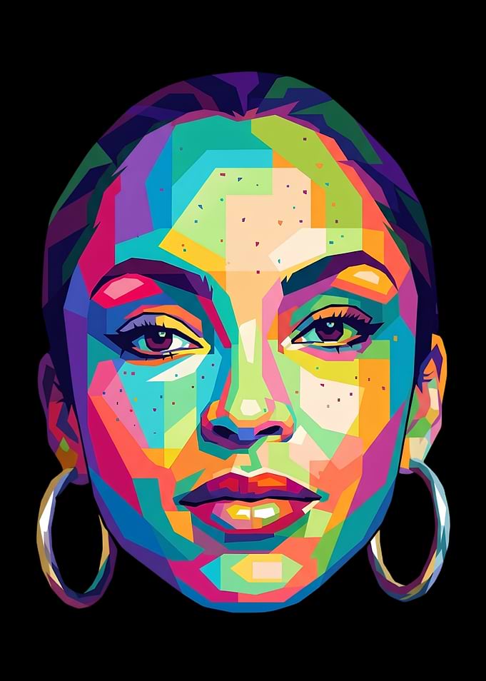 Colorful Pop Art Portrait of Sade Adu