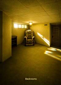The Backrooms armchair and door
