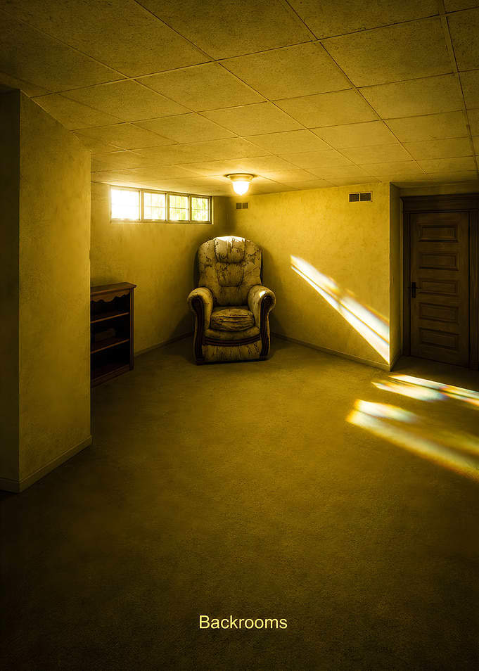The Backrooms armchair and door
