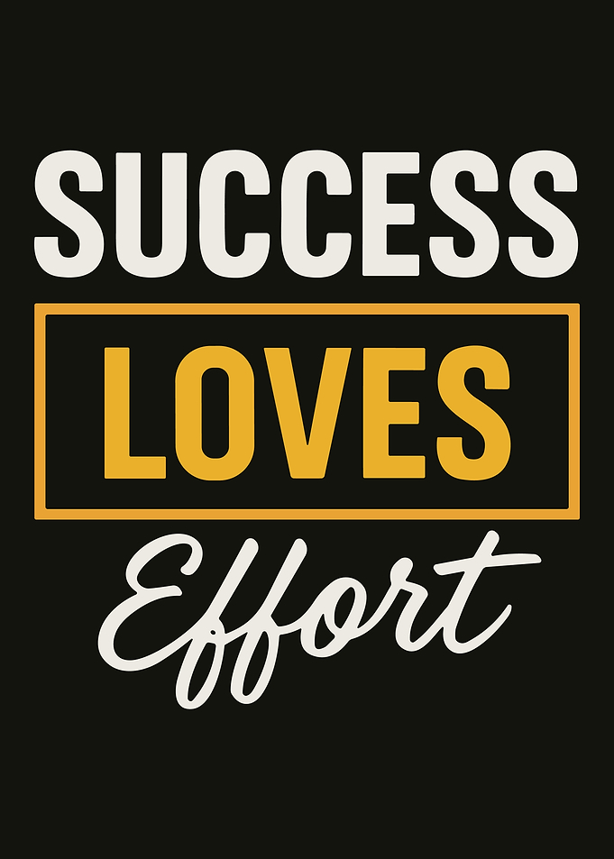 Success Loves Effort Motivational Quote Poster Bold Typography Wall Art