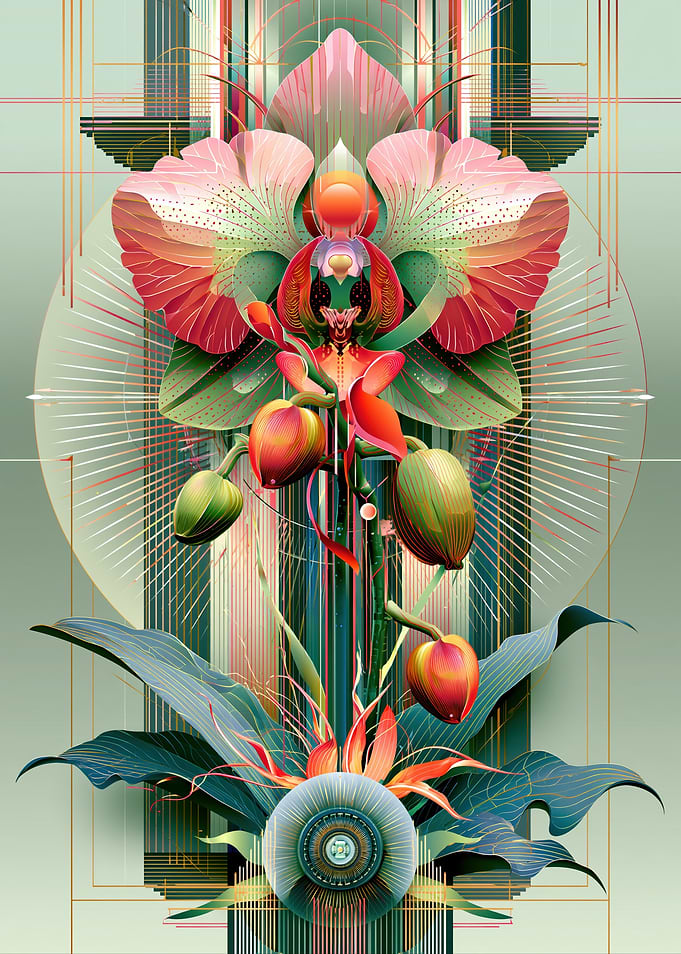 Orchid and Geometric Art