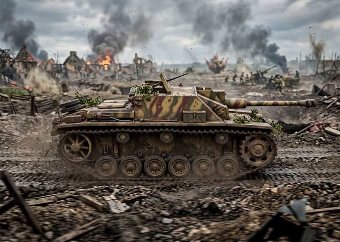 World War II Tank in Battle