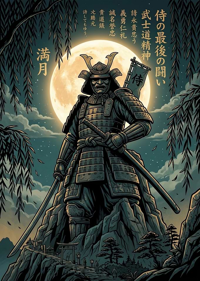 Samurai Warrior Under Full Moon